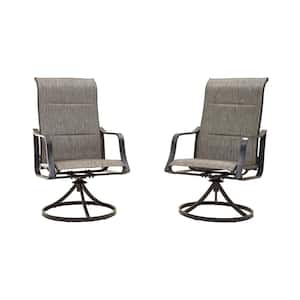 Swivel Sling Outdoor Dining Chair in Gray (2-Pack)
