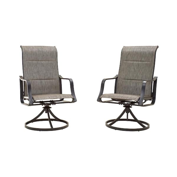Patio Festival Swivel Padded Sling Outdoor Dining Chair In Gray 2 Pack Pf19105 G The Home Depot - Padded Sling Swivel Patio Chairs