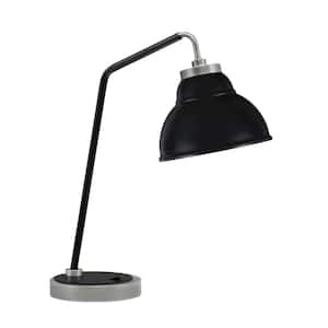 Delgado 16.5 in. Graphite and Matte Black Piano Desk Lamp with Black Metal Shade