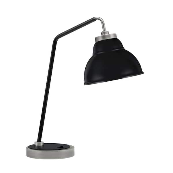 Unbranded Delgado 16.5 in. Graphite and Matte Black Piano Desk Lamp with Black Metal Shade