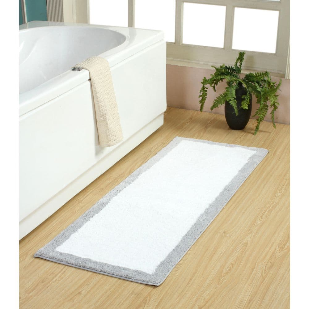 Chesapeake Lakewood 22 in. X60 in. Soft Silver Micro Tufted Bath Runner ...