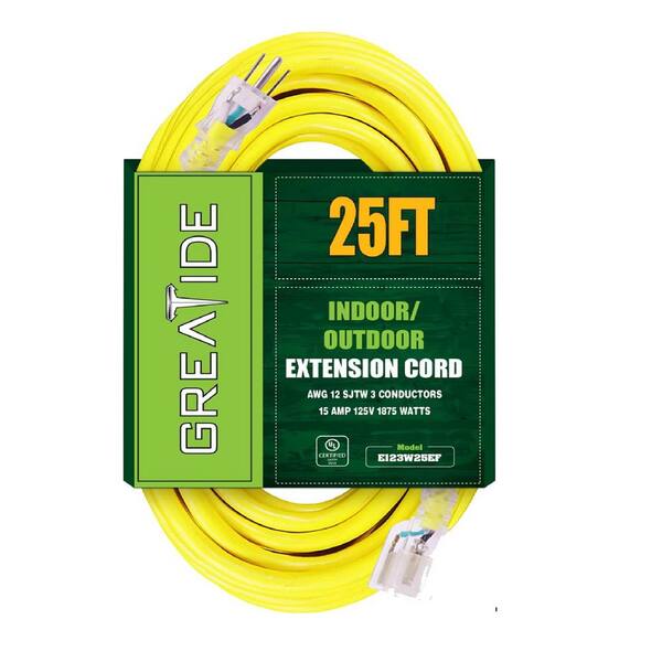 Etokfoks 25 ft. 12/3 Heavy Duty Outdoor Extension Cord with 3 Prong