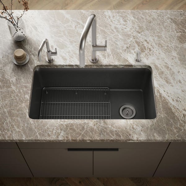 Cairn Undermount Neoroc Granite Composite 33.5 in. Single Bowl Kitchen Sink in Matte Graphite