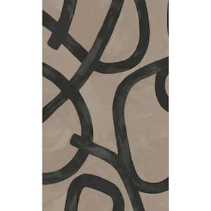 Taupe Brushstroke Swirl Geometric Non-Woven Paper Non-Pasted the Wall Double Roll Wallpaper
