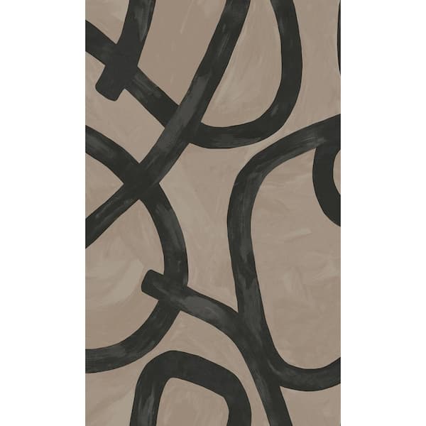 Walls Republic Taupe Brushstroke Swirl Geometric Non-Woven Paper Non-Pasted the Wall Double Roll Wallpaper
