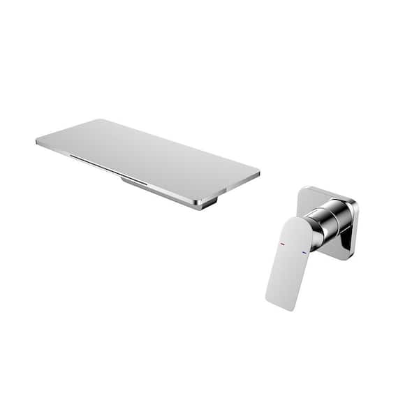 Unbranded Single Handle Wall Mount Waterfall Bathroom Faucet 1.2GPM, Tub Filler Sink Faucet with Upgraded Rough in Valve in Chrome