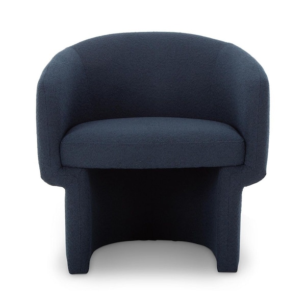 Sylvie Dark Indigo Recycled Polyester Accent Chair with FSC-Certified Frame and Curved Art Deco Design