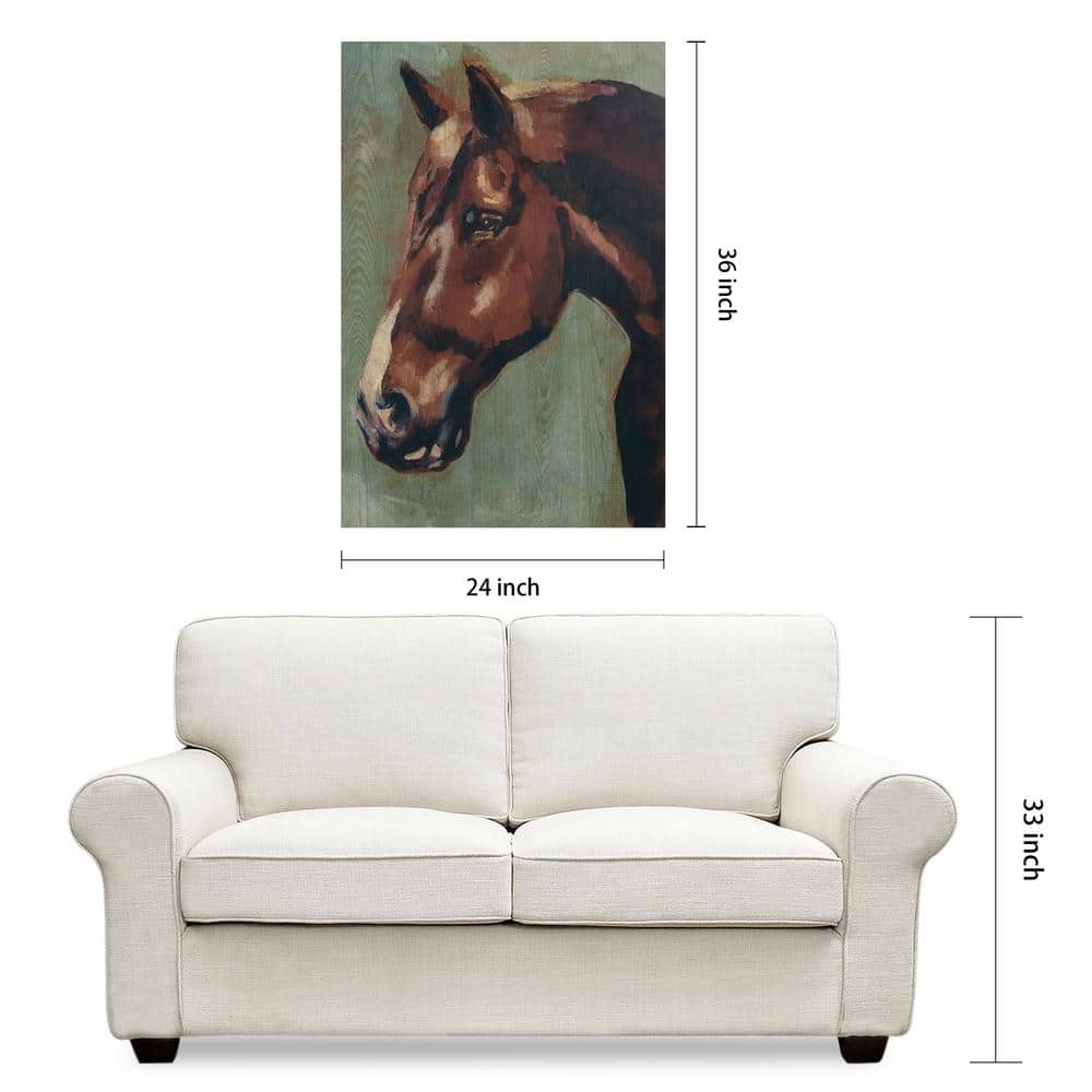 Village Knight Thoroughbred Horse Portrait Giclee Ash Wood Wall Art Set