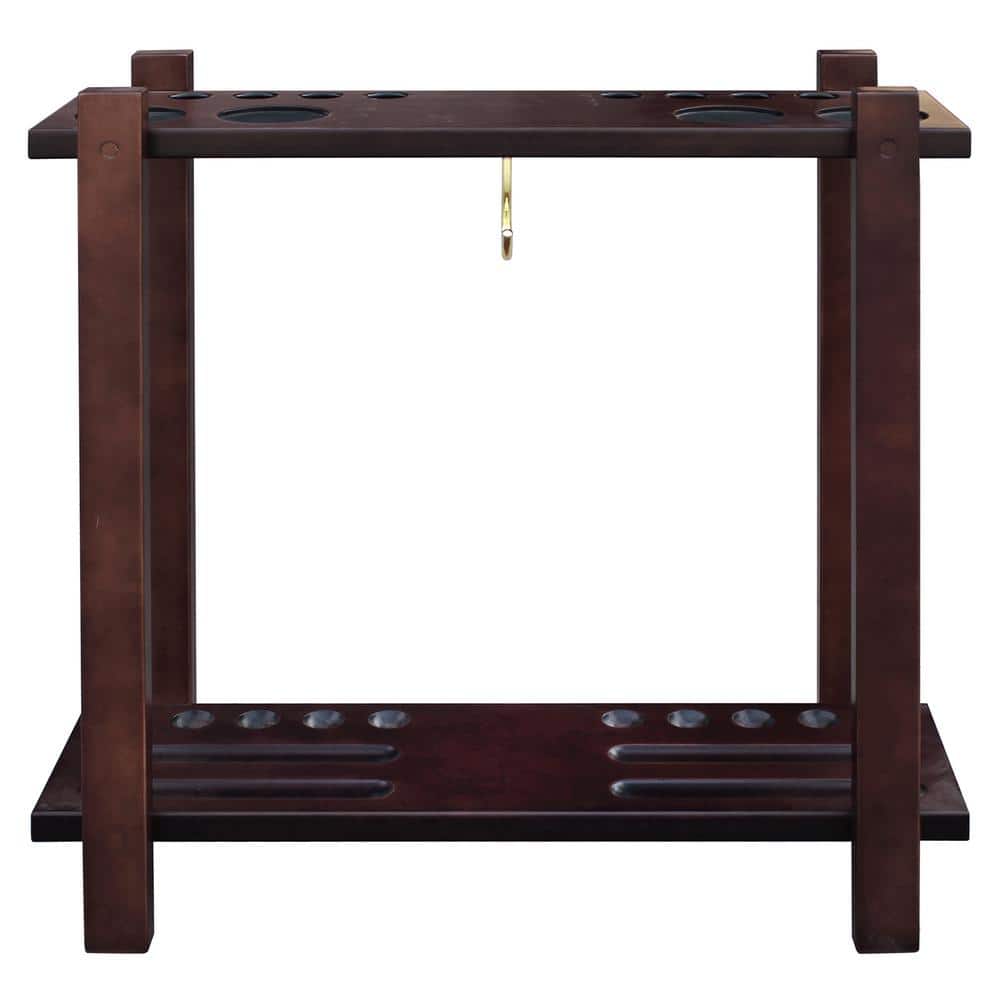 Classic Floor Billiard Pool Cue Rack in Rich Mahogany
