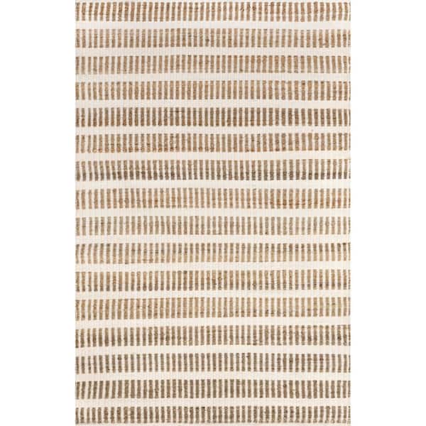 nuLOOM Corey Striped Bars Jute Blend Natural 5 ft. x 8 ft. Area Rug