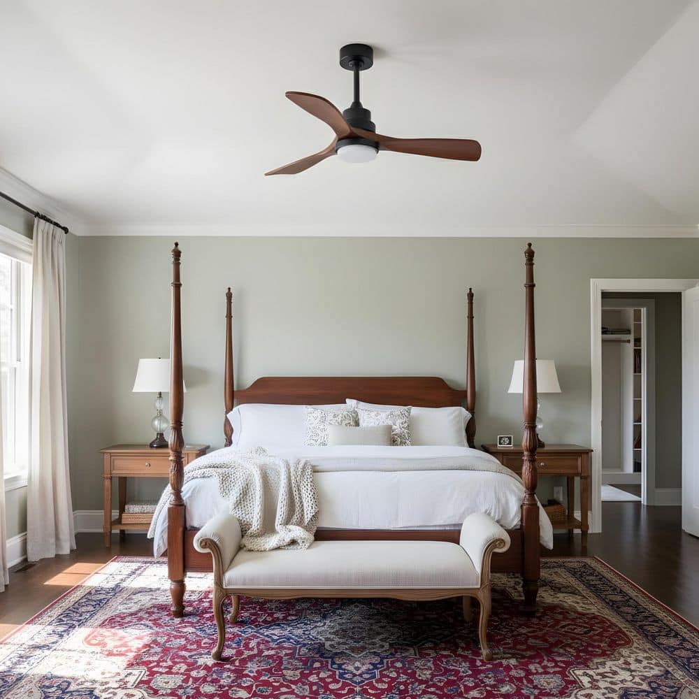 42 in. LED Indoor Downrod Black Walnut Ceiling Fan with Light Kit, Downrod, Solid Wood Fan Blade price history on PriceWatchPro