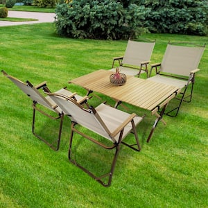 5-Piece Wood Foldable and Portable Outdoor Dining Set, Indoor and Outdoor Universal