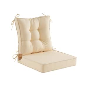 Outdoor Deep Seat Cushions Set With Tie, Extra Thick Seat:24"Lx24"Wx4"H, Tufted Low Back 22"Lx24"Wx6"H, Beige