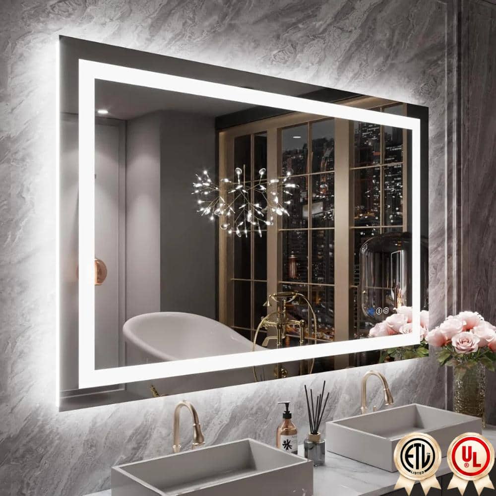 Rectangular Frameless Front & Back LED Lighted Anti-Fog Bathroom Vanity Mirror price history on PriceWatchPro