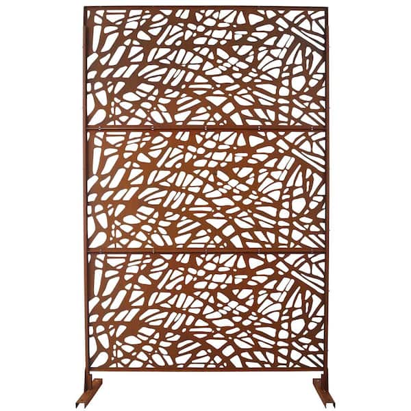 Boosicavelly 76 in. H x 48 in. W Rust Red Steel Privacy Fence Screen for Garden