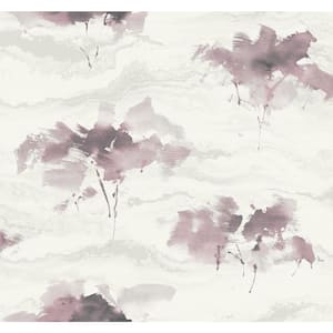 Brushstroke Trees Metallic Mauve, Ebony, and Pearl Paper Strippable Roll (Covers 60.75 sq. ft.)