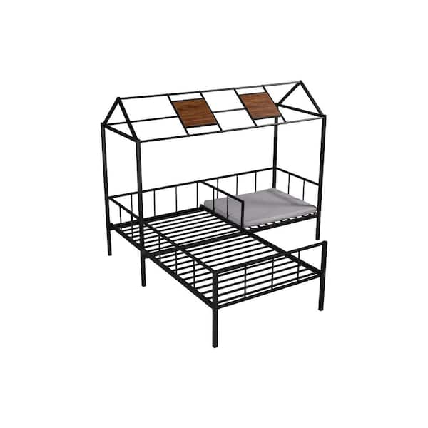 GOJANE Black Twin Play House Bed with Seating Area W427S00122LWY