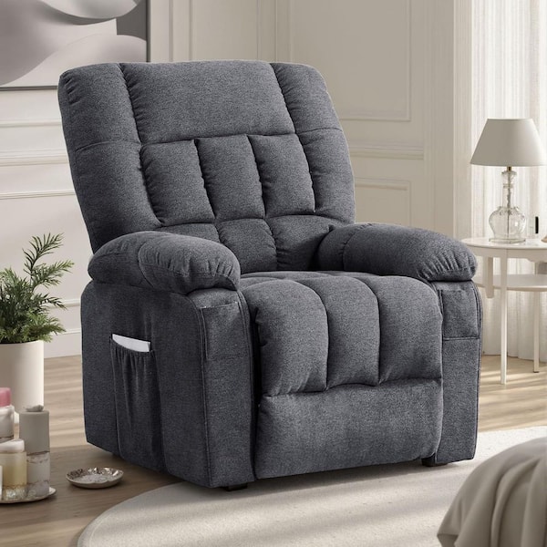 Gray Linen Recliner for Adult Vibrating Massage and Heating Electric Power Lift Chairs with Remote Control