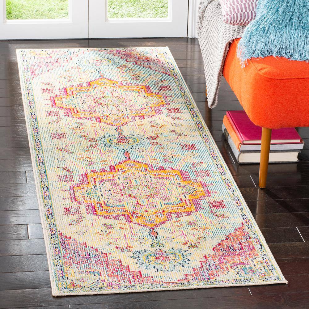 Off-White Floral Tufted Synthetic Reversible Area Rug