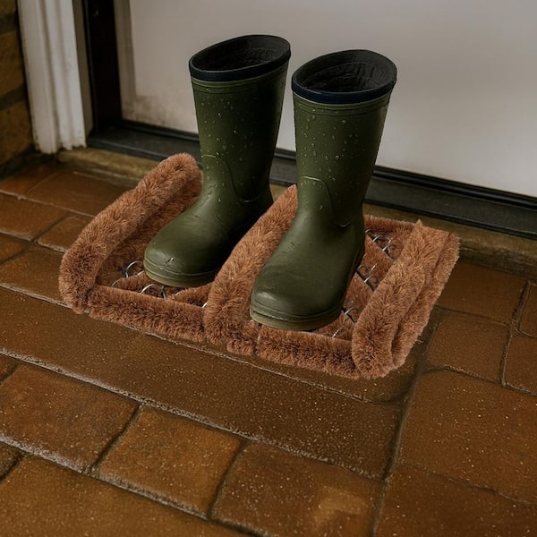 12 in. W Brown Boot Scrapper Coir Doormat