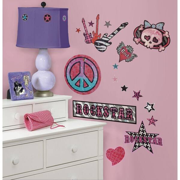 RoomMates 5 in. x 11.5 in. Girls Rock-n-Roll Peel and Stick Wall Decal