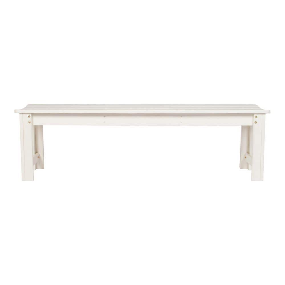 Shine Company Backless 60 In Eggshell White Wood Outdoor Bench 4205EW   Shine Company Outdoor Benches 4205ew 64 1000 