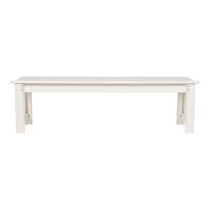 Backless 60 in. Eggshell White Wood Outdoor Bench