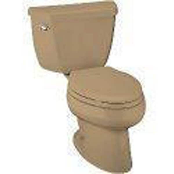 KOHLER Wellworth 2-Piece Elongated Toilet with Left-Hand Trip Lever in Mexican sand