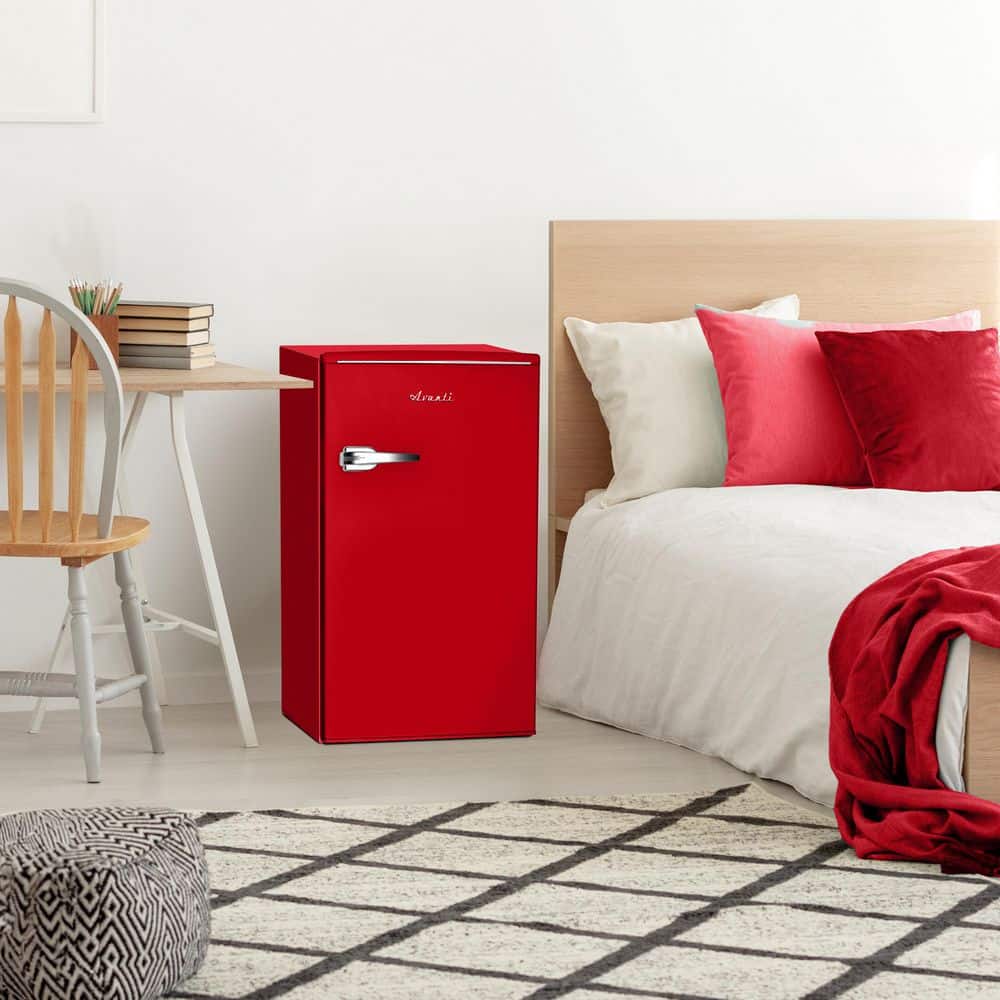 Retro Red Compact Mini Refrigerator with Glass Shelves, 3.1 Cu. Ft.