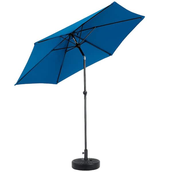 Tenleaf 9 ft. Metal Tiltable Market Patio Umbrella in Dark Blue (Base Not Included)
