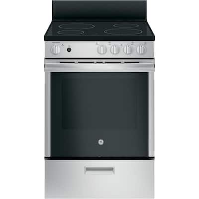 24 in. 2.9 cu. ft. Electric Range with Steam-Cleaning Oven in Stainless Steel