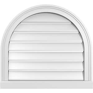 24 in. x 22 in. Round Top Surface Mount PVC Gable Vent: Functional with Brickmould Sill Frame