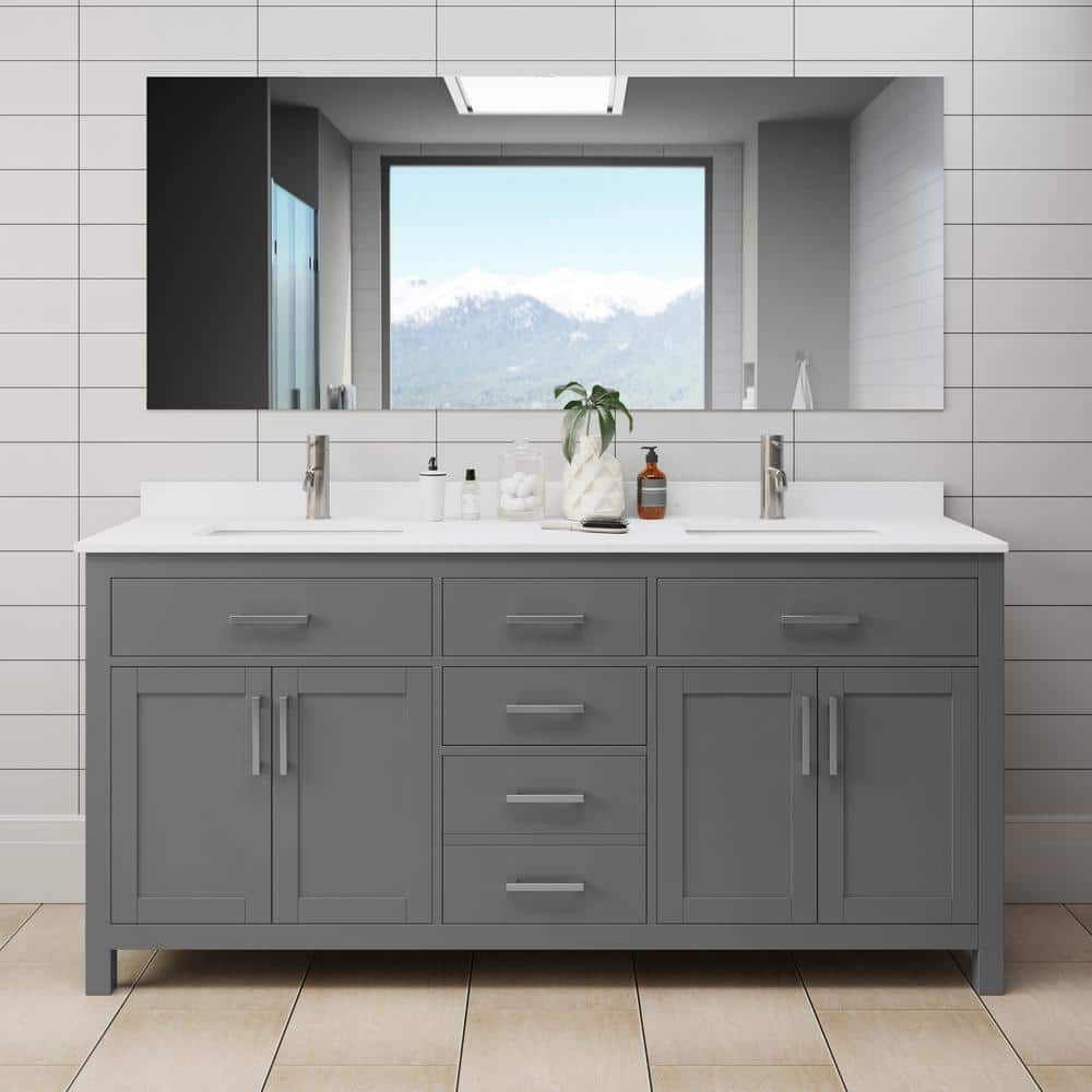Beckett 72" Dark Gray Freestanding Double Bathroom Vanity
