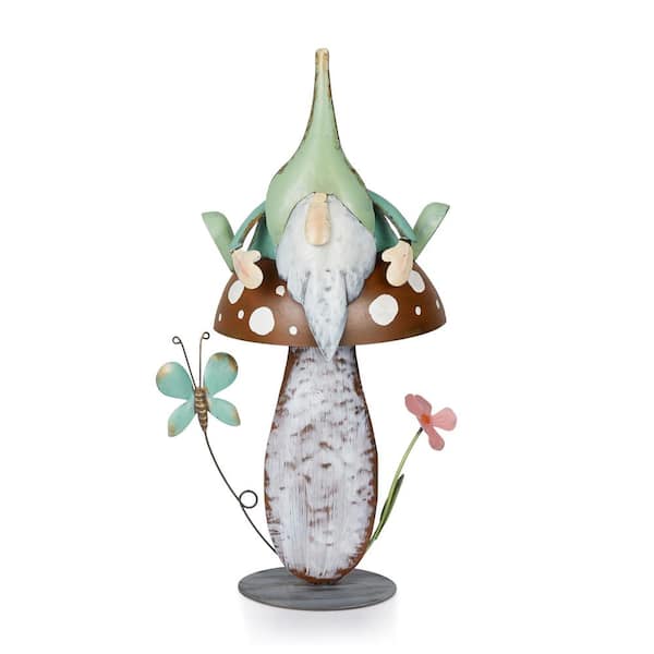 Alpine Corporation Metal Gnome with Mushroom