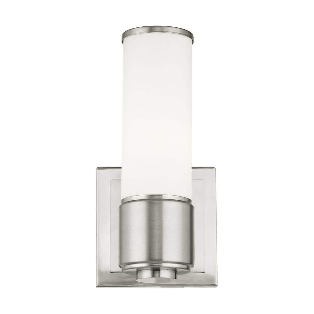 Elegant Brushed Nickel 1-Light Vanity Sconce with Satin Opal Glass
