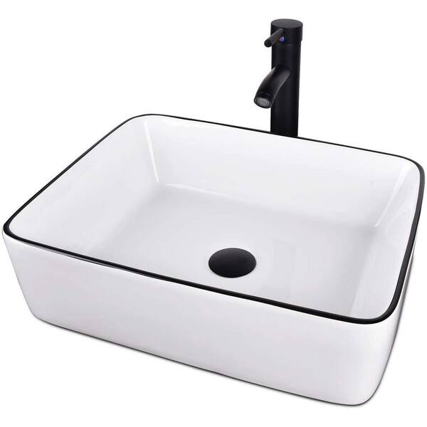 Reviews for Puluomis White Ceramic Rectangular Vessel Sink with