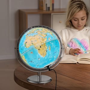 Educational Globe 13.39 in. x 10 in. 254 mm Interactive AR World Globe with APP LED Night Light 720° Rotation for Kids