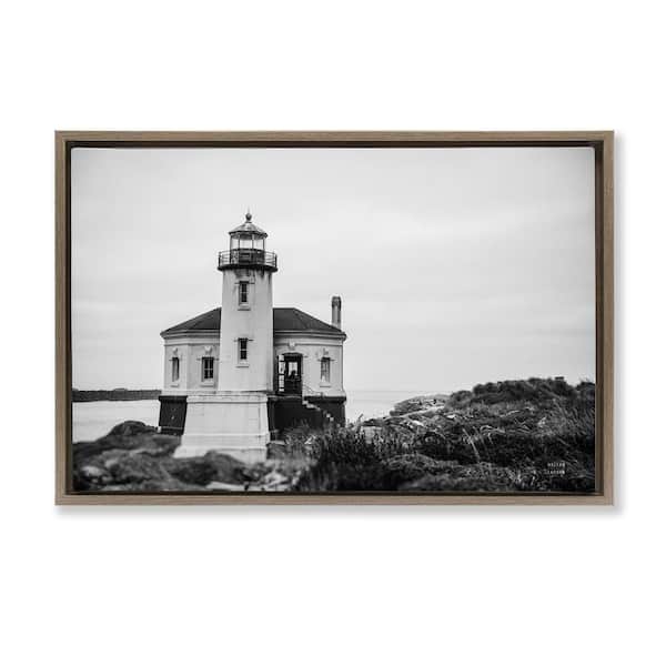 Stupell Industries Looking Out Lighthouse by Nathan Larson Brown Floater Frame Architecture Graphic Art Print 21 in. x 31 in.