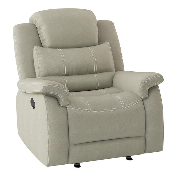 Lazzara Rosnay Gray Microfiber Manual Glider Recliner