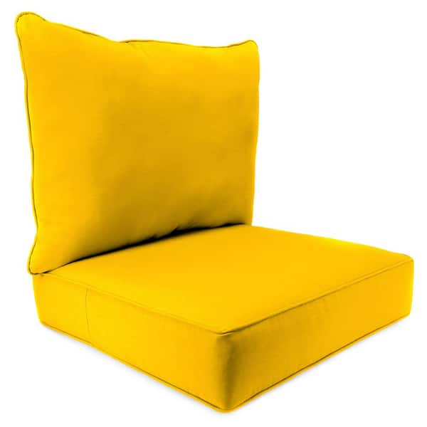 Jordan Manufacturing Sunbrella 24" x 24" Canvas Sunflower Yellow Solid Rectangular Outdoor Deep Seating Chair Seat and Back Cushion Set