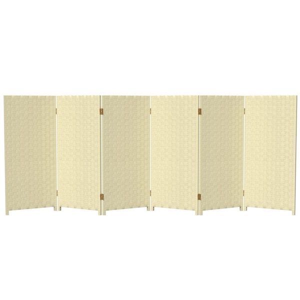 Red Lantern 3 ft. Short Woven Fiber Folding Screen - 6 Panel