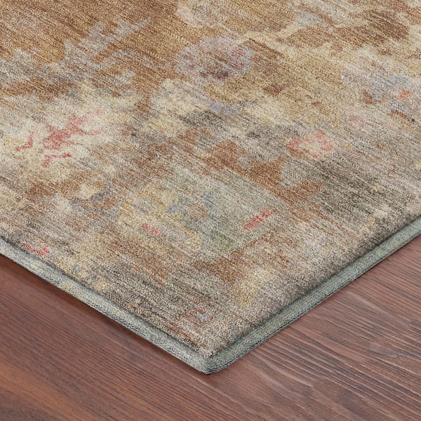 Mayfield Premium Machine Washable Abstract AMF2302 Copper 3 ft. x 5 ft. Area Rug