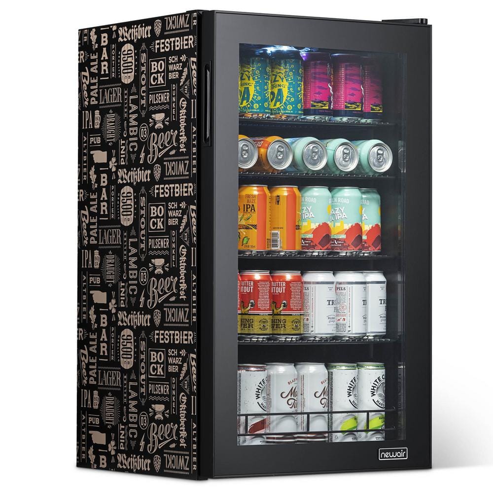 Newair 126 Can Beverage Fridge  Stainless Steel with Handle & SplitShelf™