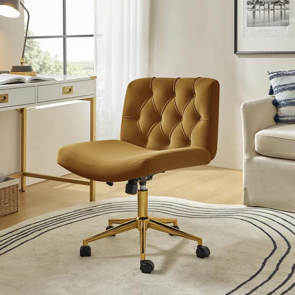 Norman Golden Modern 23 in. W Polyester Swivel and Tilting Office Tsak Chair with Pillow