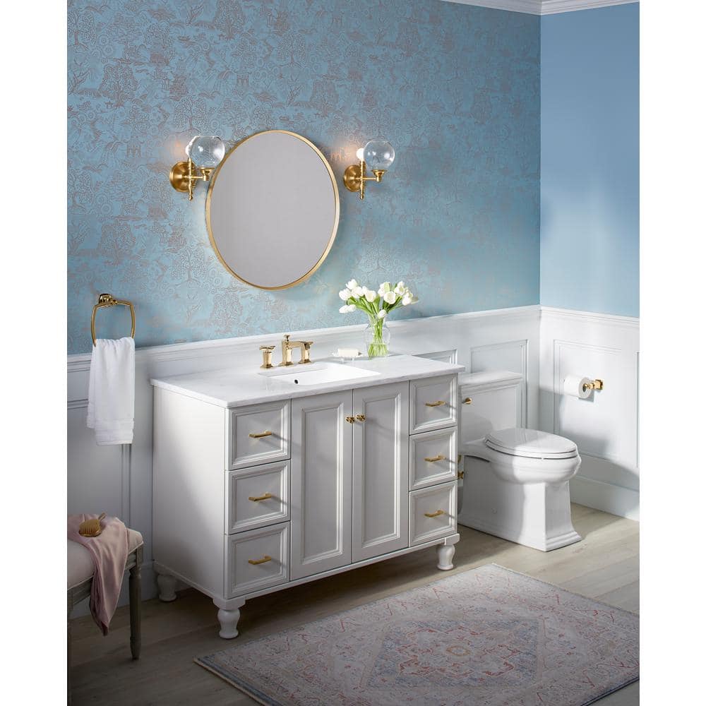Transitional 28" Round Vanity Mirror in Moderne Brushed Gold