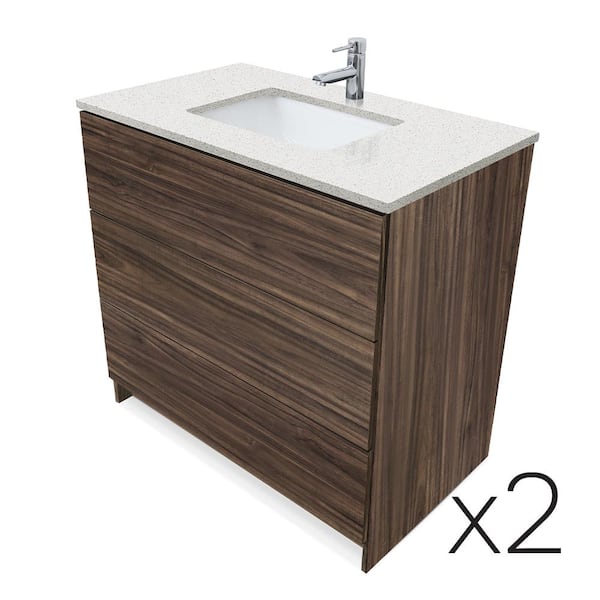 Ella Element 102 in. W x 22 in. D x 35 in. H Double Sink Bath