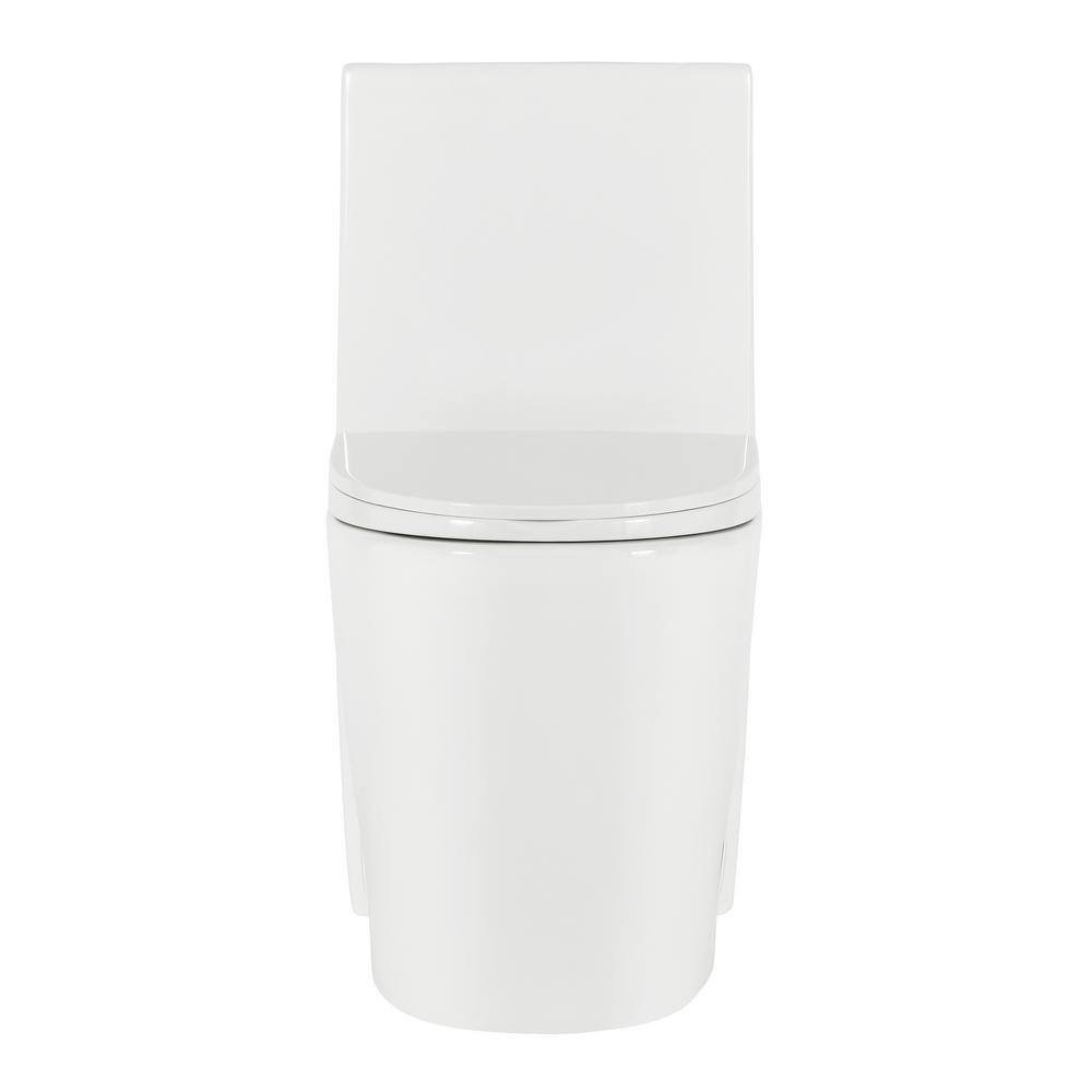 White Glossy One-Piece Elongated Dual Flush Toilet