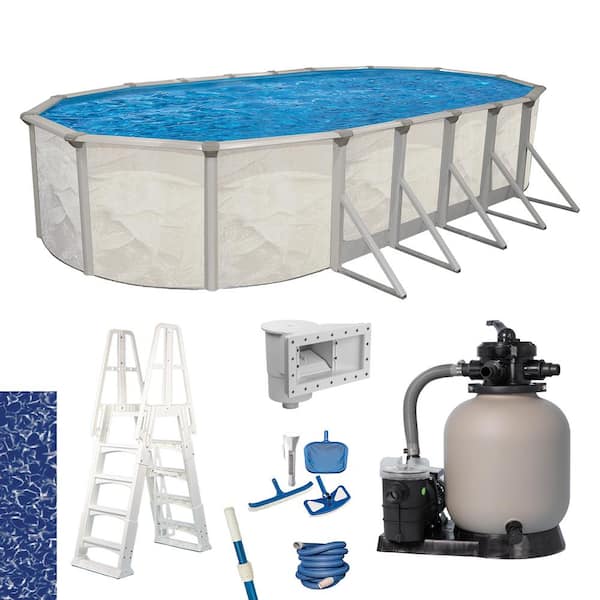 AQUARIAN Independence 12 ft. x 24 ft. Oval 52 in. D Above Ground Hard Sided Pool Package