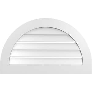 36 in. x 22 in. Round Top Surface Mount PVC Gable Vent: Functional with Standard Frame