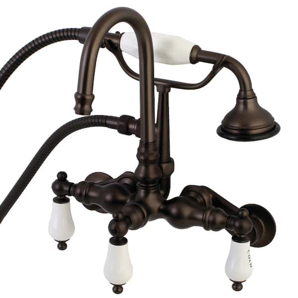 Kingston Brass Vintage Adjustable Center 3-Handle Claw Foot Tub Faucet with Handshower in Oil Rubbed Bronze